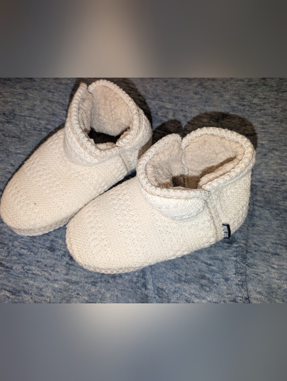 Muk Luks Cream Knit Kids Slipper Booties